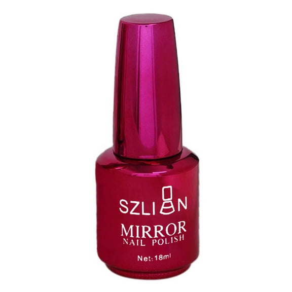 Mirror Gloss Nail Polish 18ml, Mirror Finish Nail Varnish Single Bottle with Mixing Ball for Easy and Even Manicure