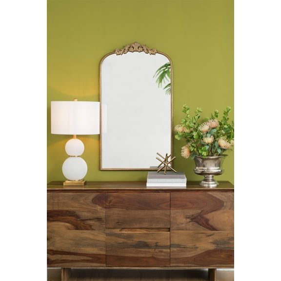 Mirror, Gold Arch Bathroom Vanity Mirror with Baroque Inspired Wall Decor, 24" x 42" Wall Mirror for Bathroom Bedroom Living Room,Gold