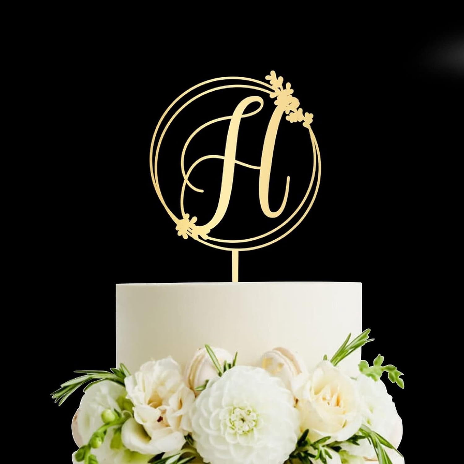 Mirror Gold Monogram H Wedding Cake Topper,Personalized Any Letter ...
