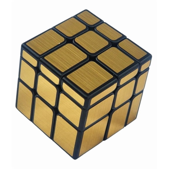 Mirror Golden Cube 3x3 Speed Puzzle, Gold Metallic Surface, Black Frame