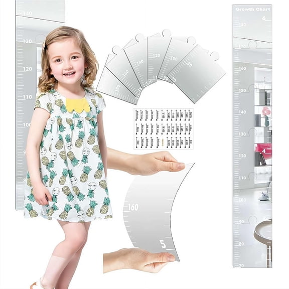Mirror Growth Chart for Wall-Growth Chart Mirror for Wall, Shatterproof Acrylic Puzzle Wall Decor for Nursery，Height Measuring Mirror with Height Chart(1set- L)