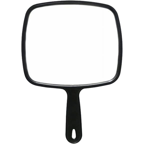 Mirror Hand Mirror, Salon Barber Hairdressing Handheld Mirror with Handle (Square Black)