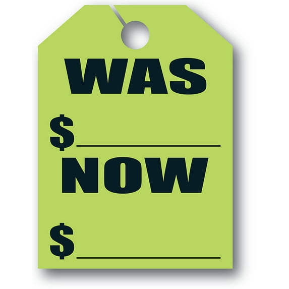 SSWBasics Mirror Hang Tags - Fl Green - "Was Now" - 8 1/2ʺW x 11 1/2ʺL - Pack of 50