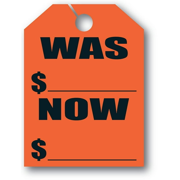 SSWBasics Mirror Hang Tags - Fl Red - "Was Now" - 8 1/2ʺW x 11 1/2ʺL - Pack of 50