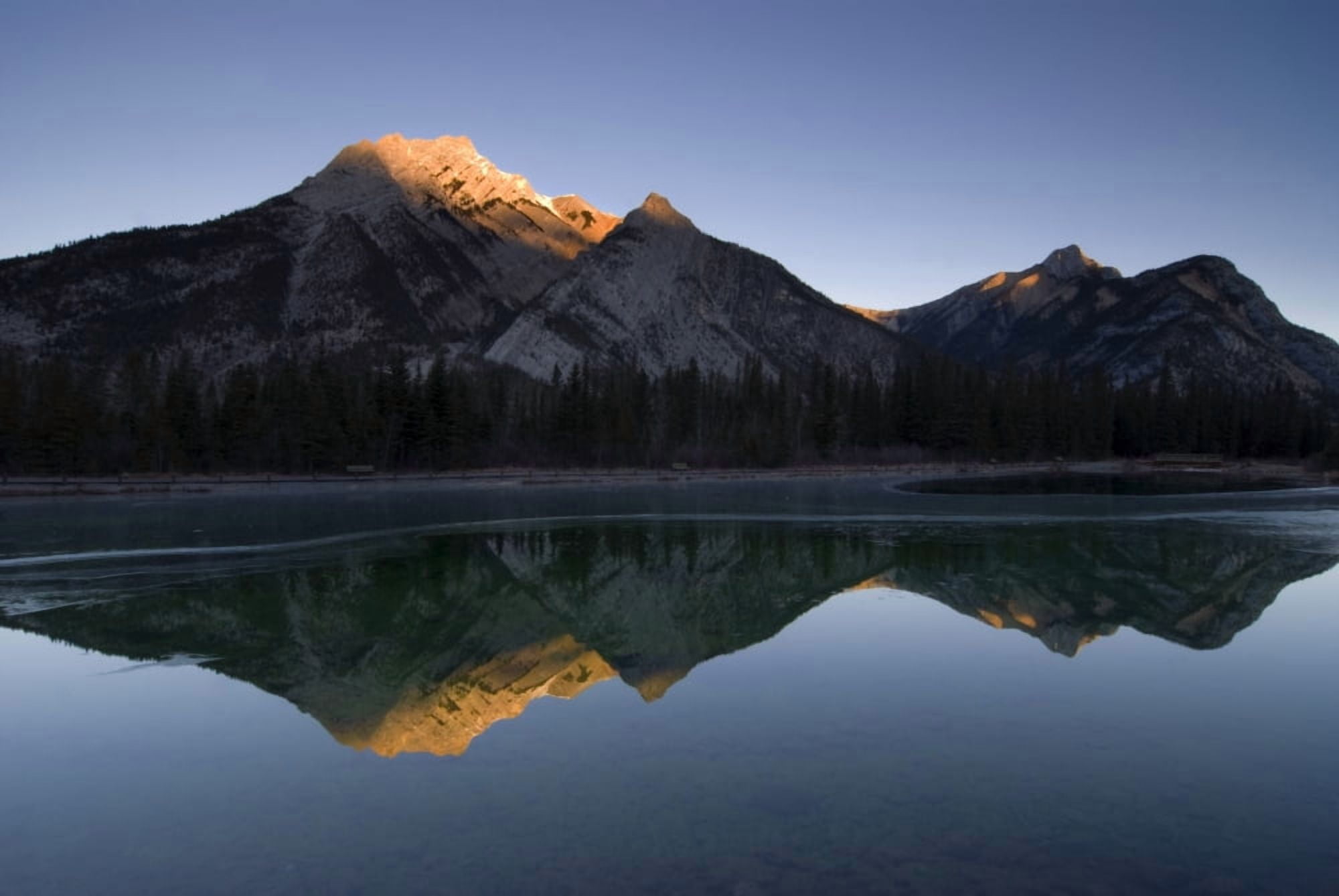 Mirror Image Of A Mountain In Water Mount Lorette Kananaskis Alberta Canada Canvas Art - Philippe Widling Design Pics (17 x 11)