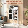 thumbnail image 1 of Standing Mirror Jewelry Cabinet, Full-Length LED Lights, 2 Drawers, Lockable, White, Jewelry Storage Armoire., 1 of 6