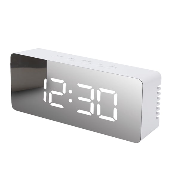 Mirror LED Alarm Clock with Temperature Display Snooze Digital Electronic Clock with Adjustable Brightness USB/Battery Power 1 Pack