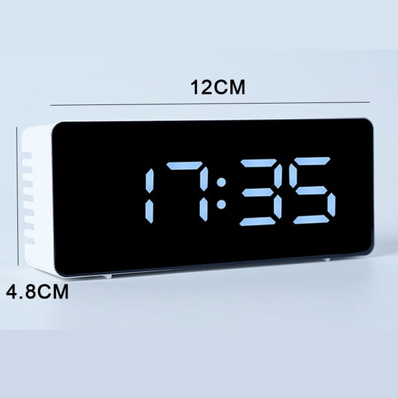 Mirror LED Digital Alarm Clock with Temperature Display and Smart Night Light for Bedroom, Makeup Vanity and Office Use