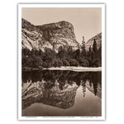 Mirror Lake - Yosemite Valley California - B&W Photograph by Carleton E. Watkins c.1865 - Master Art Print Unframed 9in x 12in