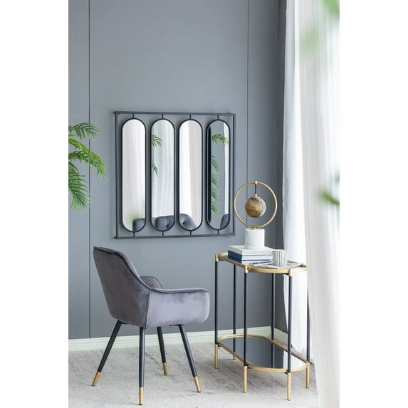 Mirror, Large Four Oval Wall Mirror with Black Square Frame, Bathroom Mirror, 36" x 36" Mirrors for Wall, Home Decor for Living Room, Bedroom, Entryway, Office, Black