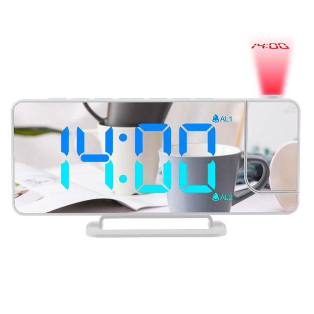 Mirror Led Digital Alarm Clock Projection Alarm Clock 12 24H 7 In Large