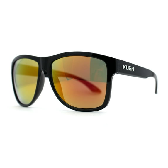 Mirror Lens Kush Mens Oversize Rectangular Sport Sunglasses Black Fuchsia Mirror