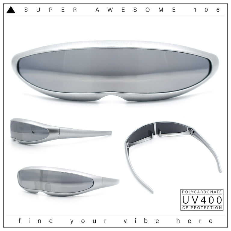 SA106, Mirror Lens Monolens Cyclops Sunglasses, 80566rv, Silver