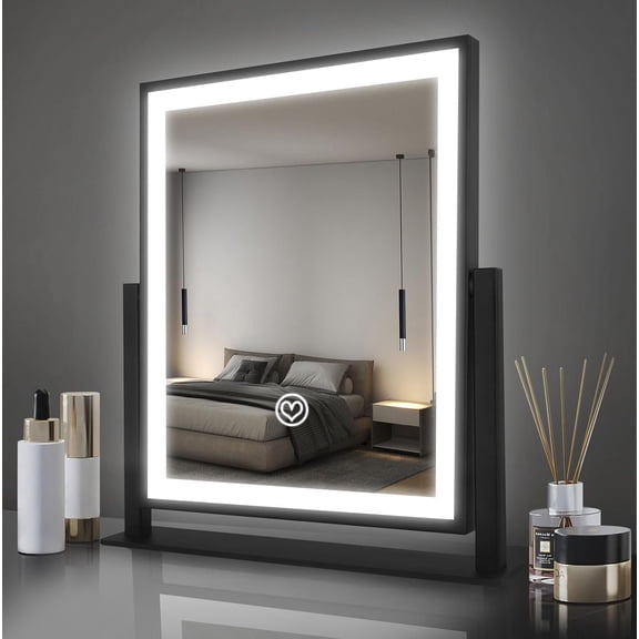 Mirror with Lights, 11" Makeup Mirror with Dimmable Light,  Control, Memory, Adjustable 3 Modes Lighted LED Mirror for Christmas Birthday Thanksgiving Mother's Day Black