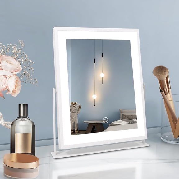 Mirror with Lights, 11" Makeup Mirror with Dimmable Light,  Control, Memory, Adjustable 3 Modes Lighted LED Mirror for Christmas Birthday Thanksgiving Mother's Day White