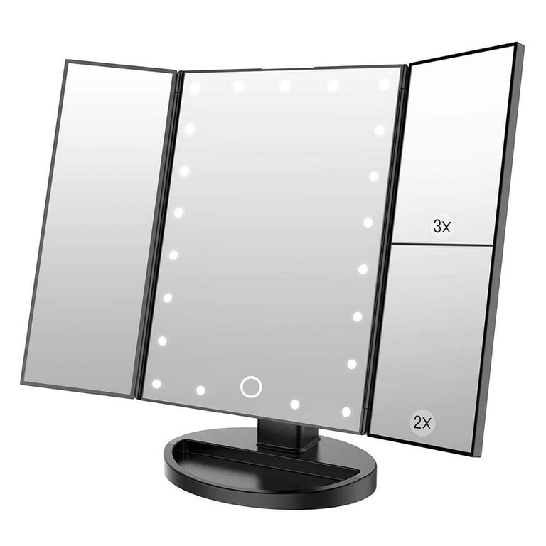 Makeup Mirror with Lights, Lighted Makeup Mirror with 22Pcs LED Lights, 2X  3X Magnifying Makeup Mirror, Dual Power Supply Light Up Vanity Mirror