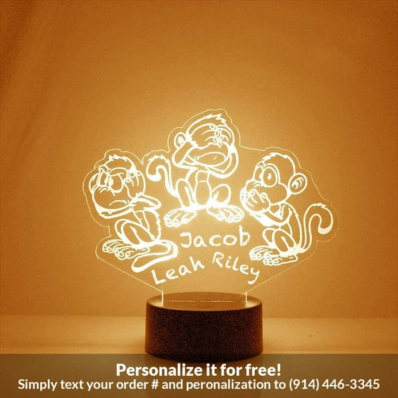Mirror Magic Store 3 Monkeys Color Changing Personalized LED Light with Remote Control