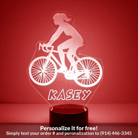 Mirror Magic Store Bicyclist Girl Color Changing Personalized LED Light with Remote Control