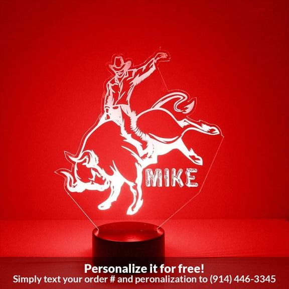 Mirror Magic Store Bullrider Color Changing Personalized LED Light with Remote Control