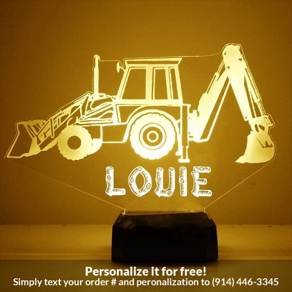 Mirror Magic Store Construction Worker Backhoe Color Changing Personalized LED Light with Remote Control