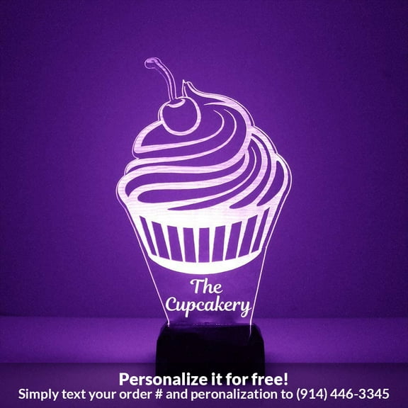 Mirror Magic Store Cupcake Color Changing Personalized LED Light with Remote Control