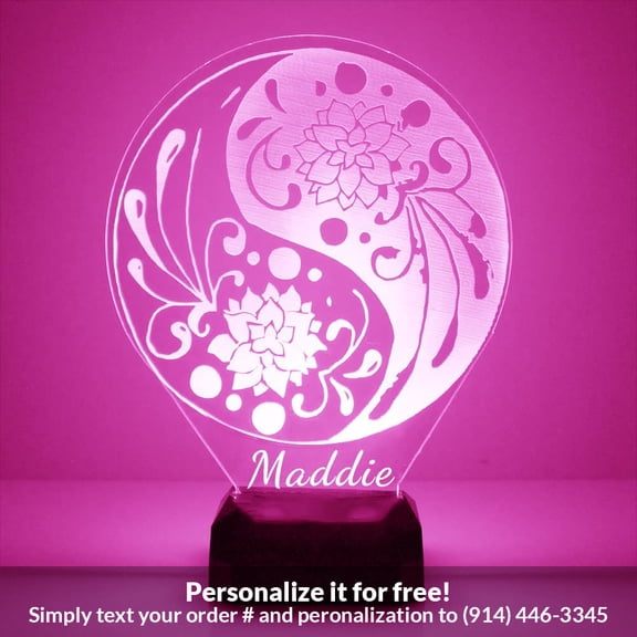 Mirror Magic Store Flowers Yin Yang Color Changing Personalized LED Light with Remote Control