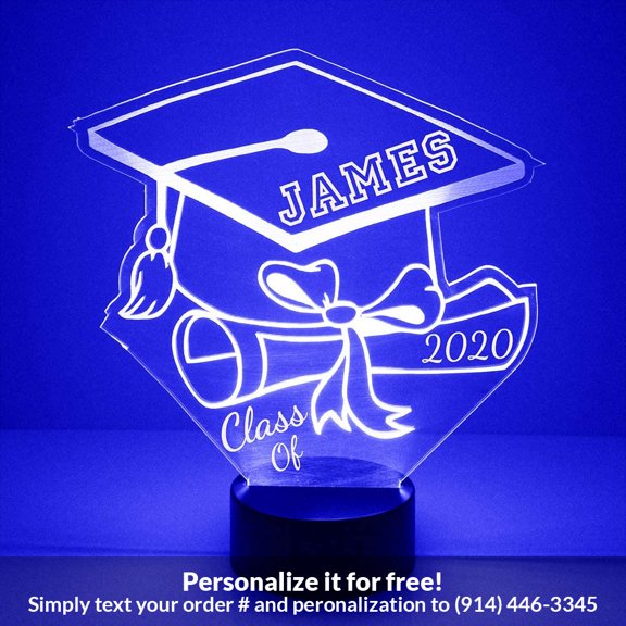 Mirror Magic Store Graduation Cap and Diploma Color Changing Personalized LED Light with Remote Control