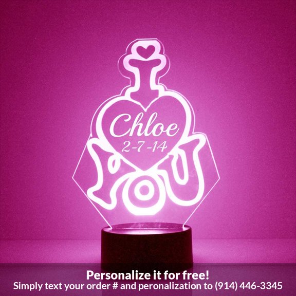 Mirror Magic Store I Love You Heart Color Changing Personalized LED Light with Remote Control