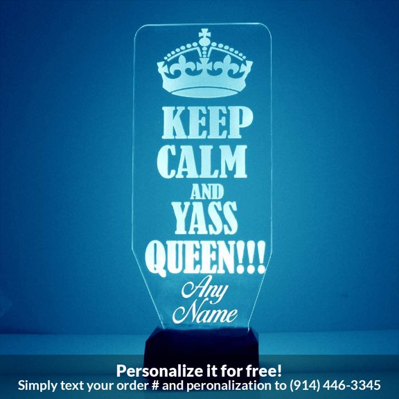Mirror Magic Store Keep Calm Yass Queen Color Changing Personalized LED Light with Remote Control