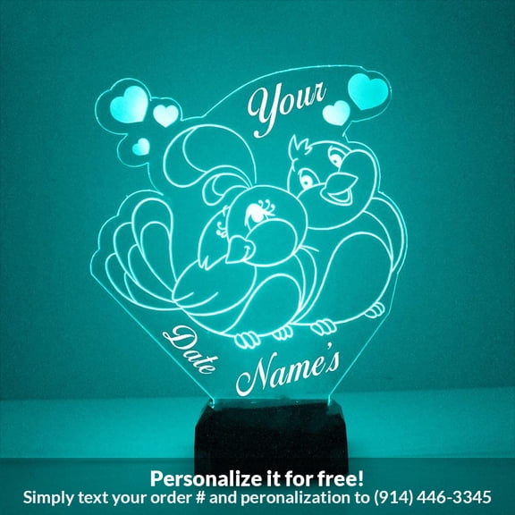 Mirror Magic Store Love Birds Color Changing Personalized LED Light with Remote Control
