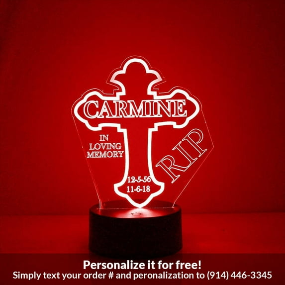 Mirror Magic Store Religious Cross Color Changing Personalized LED Light with Remote Control