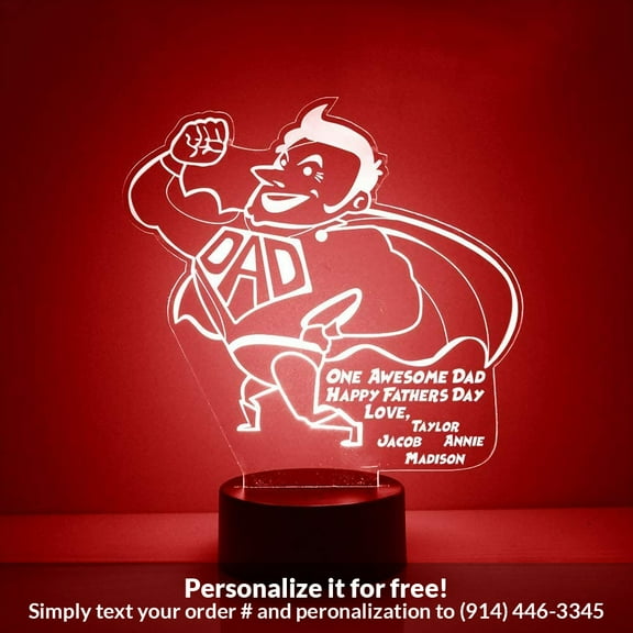 Mirror Magic Store Superdad Color Changing Personalized LED Light with Remote Contro