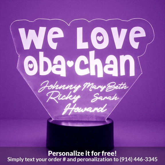 Mirror Magic Store We Love Obachan Color Changing Personalized LED Light with Remote Control