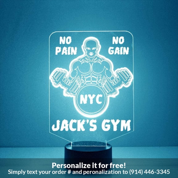 Mirror Magic Store Weightlifter Color Changing Personalized LED Light with Remote Control