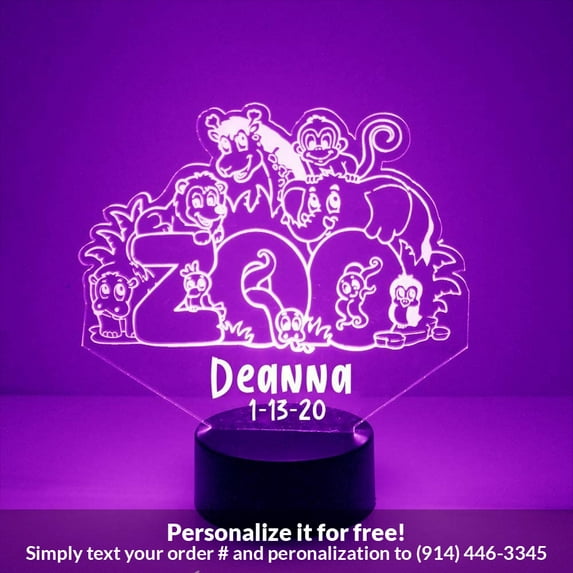 Mirror Magic Store Zoo Animals Color Changing Personalized LED Light with Remote Control