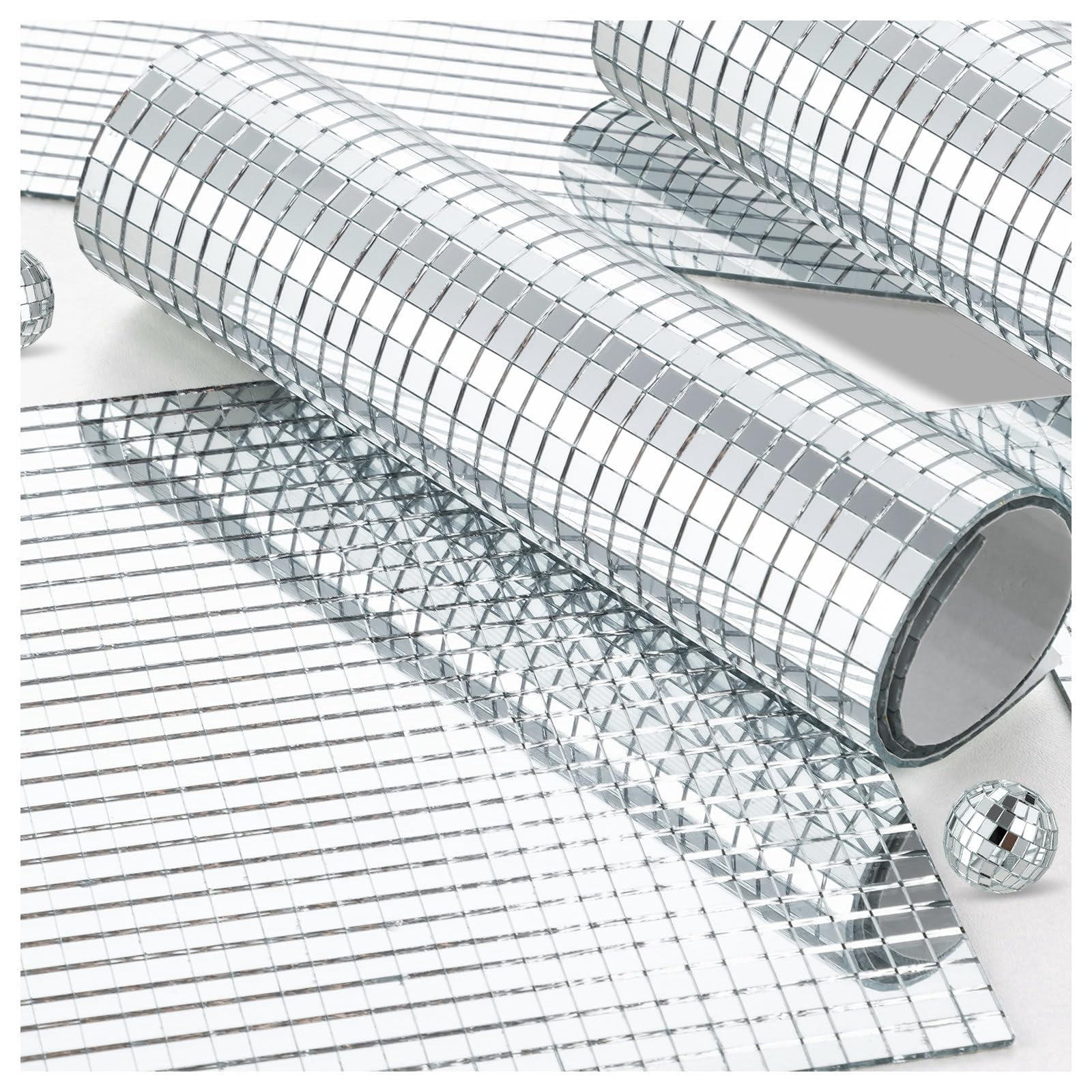 Mirror Mosaic Tiles – 5 x 5 mm Self-Adhesive Disco Tiles, Square Mirror Disco Tiles, 4D Disco Ball Stickers for DIY Crafts and Party Decorations, Available in 5400, 7200, or 10800 Pieces