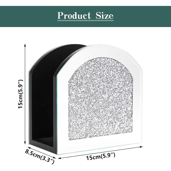 Mirror Napkin Holder with Crushed Diamond, Bling Glass Silver Napkin Holder for Dining Table Kitchen Countertop and Home Dcor$$Home Decor, Kitchen, & Other