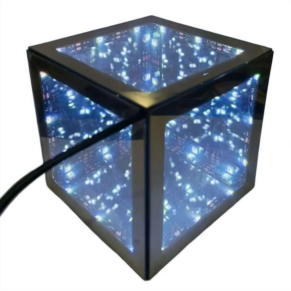 Mirror Night Light, 3D Abyss Lamp Desktop Atmosphere Light with Remote Control, Led Cube Lamp for Bedroom, Desk, Gaming Room