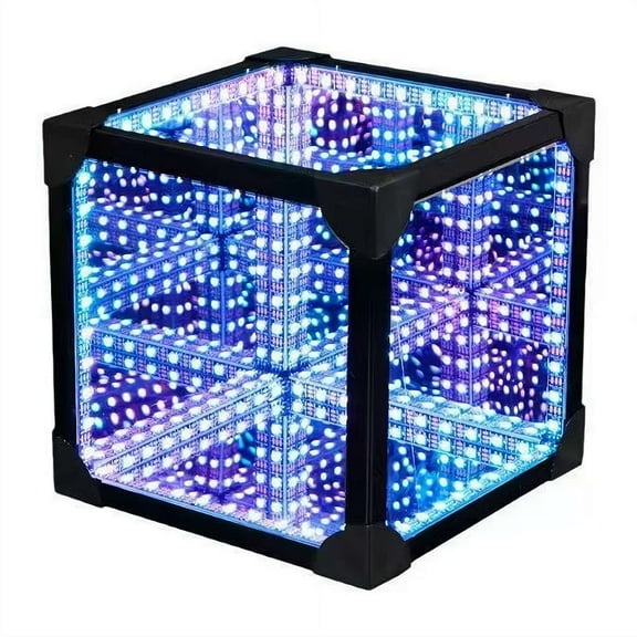 Mirror Night Light, 3D Abyss Lamp Desktop Atmosphere Light with Remote Control,  Led Cube Lamp for Bedroom, Desk, Gaming Room