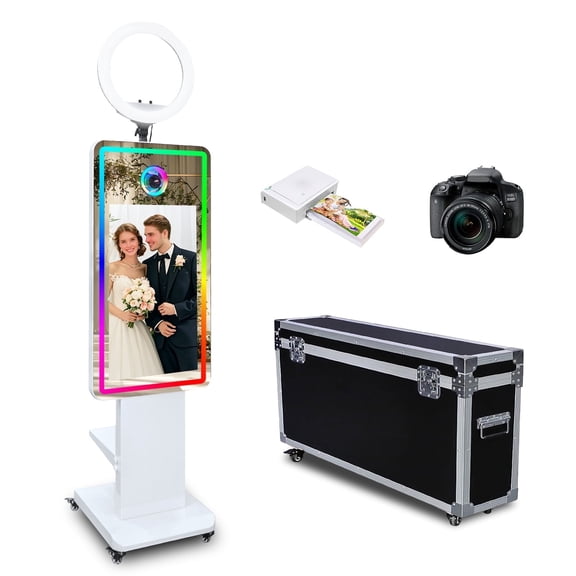Mirror Photo Booth Machine with 32inch Touch Screen Selfie Photo Booth Machine with RGB Light for Events