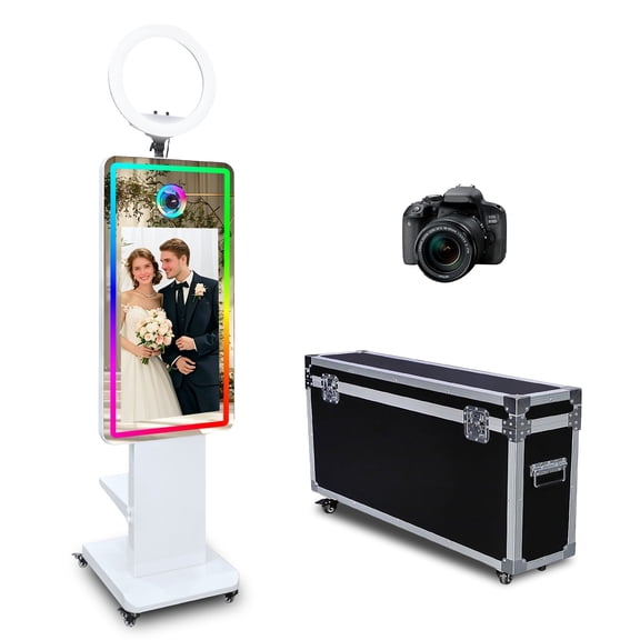 Mirror Photo Booth Machine with 32inch Touch Screen Selfie Photo Booth Machine with RGB Light for Events