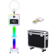 Mirror Photo Booth with 15.6inch Touch Screen Selfie Machine RGB Light with Flight Case for Celebration Party