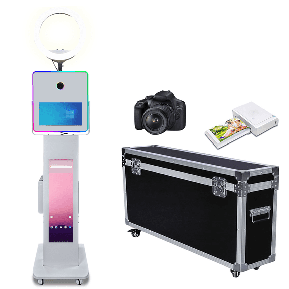 PAAFNN with 15.6"Mirror Photo Booth Touch Screen APP Control Selfie Machine with RGB Light for Event