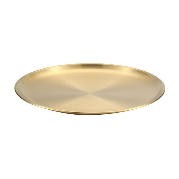 Mirror Polished Gold Tray - Decorative Stainless Steel Serving Plate for Vanity, Jewelry & Makeup - Round Metal Dish for Coffee Table, Bathroom & Home Decor