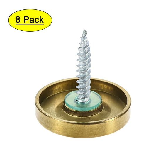 Mirror Screws, Decorative Cap Fasteners Cover Nails, Electroplated, Bright Golden 25mm/1" 8 pcs