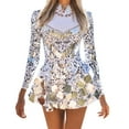 thumbnail image 1 of Mirror Sequins Dress Long Sleeve Short Dress Dance Dress Nightclub Performances Clothes, 1 of 19
