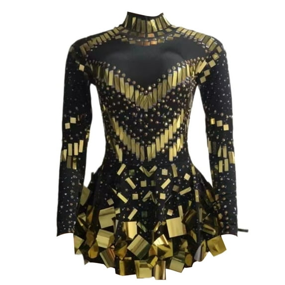 Mirror Sequins Dress Long Sleeve Short Dress Dance Dress Nightclub Performances Clothes