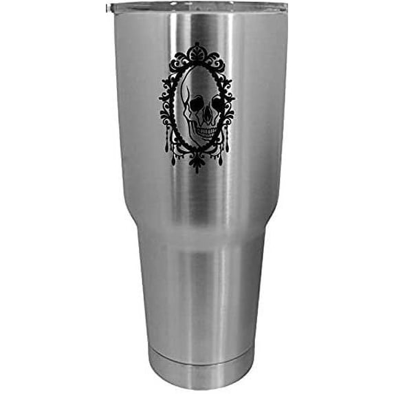 Mirror Skull 3 Happy Halloween Etched 30oz Stainless Steel Tumbler