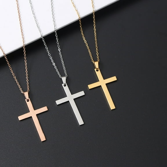 Mirror Stainless Steel Cross Shelf Necklace