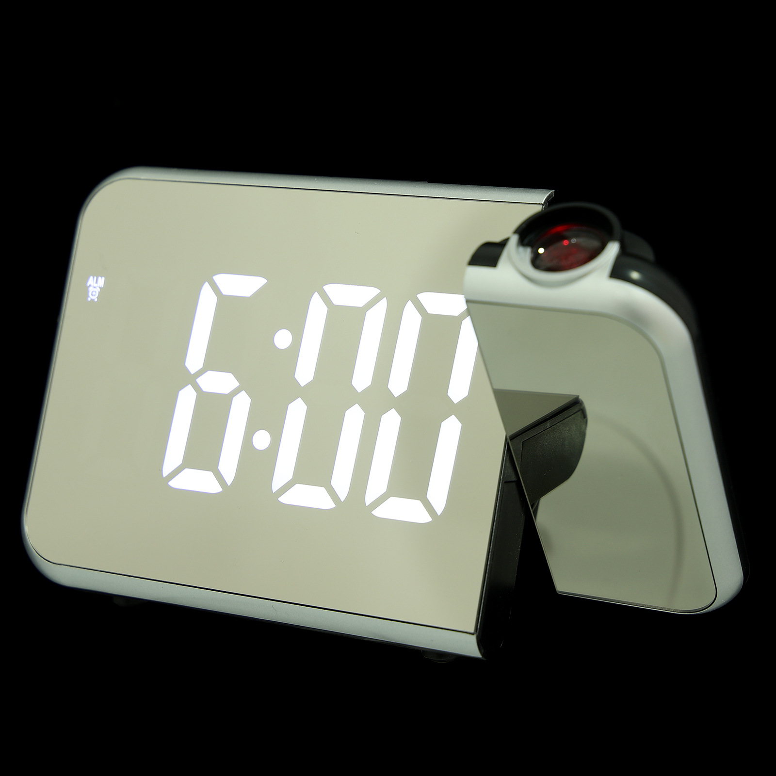 Mirror Surface Digital Alarm Clock LED Projection Clocks Table Desktop